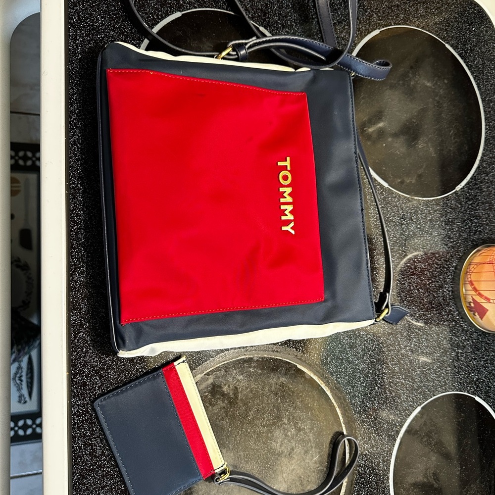 Tommy Hilfiger Red and Blue Shoulder Bag